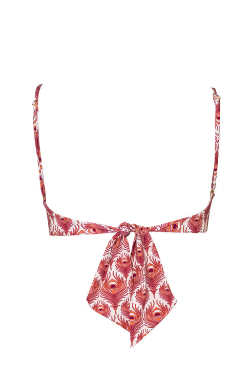 Pacifico Top / Red Peacock Feathers - Ivory